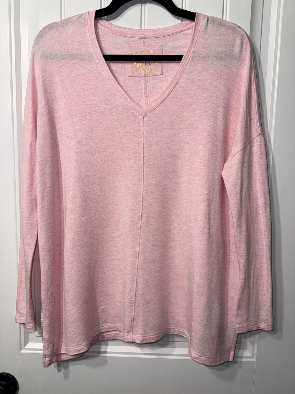 Lilly Pulitzer Luxletic Pink Modal V-Neck Tunic Top XXS Soft Relaxed Loose Fit